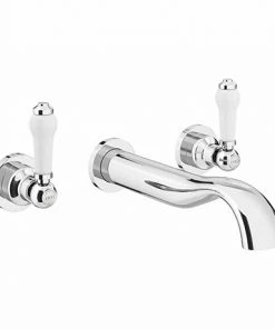 Chatsworth 1928 Traditional Wall Mounted White Lever Basin Mixer Tap